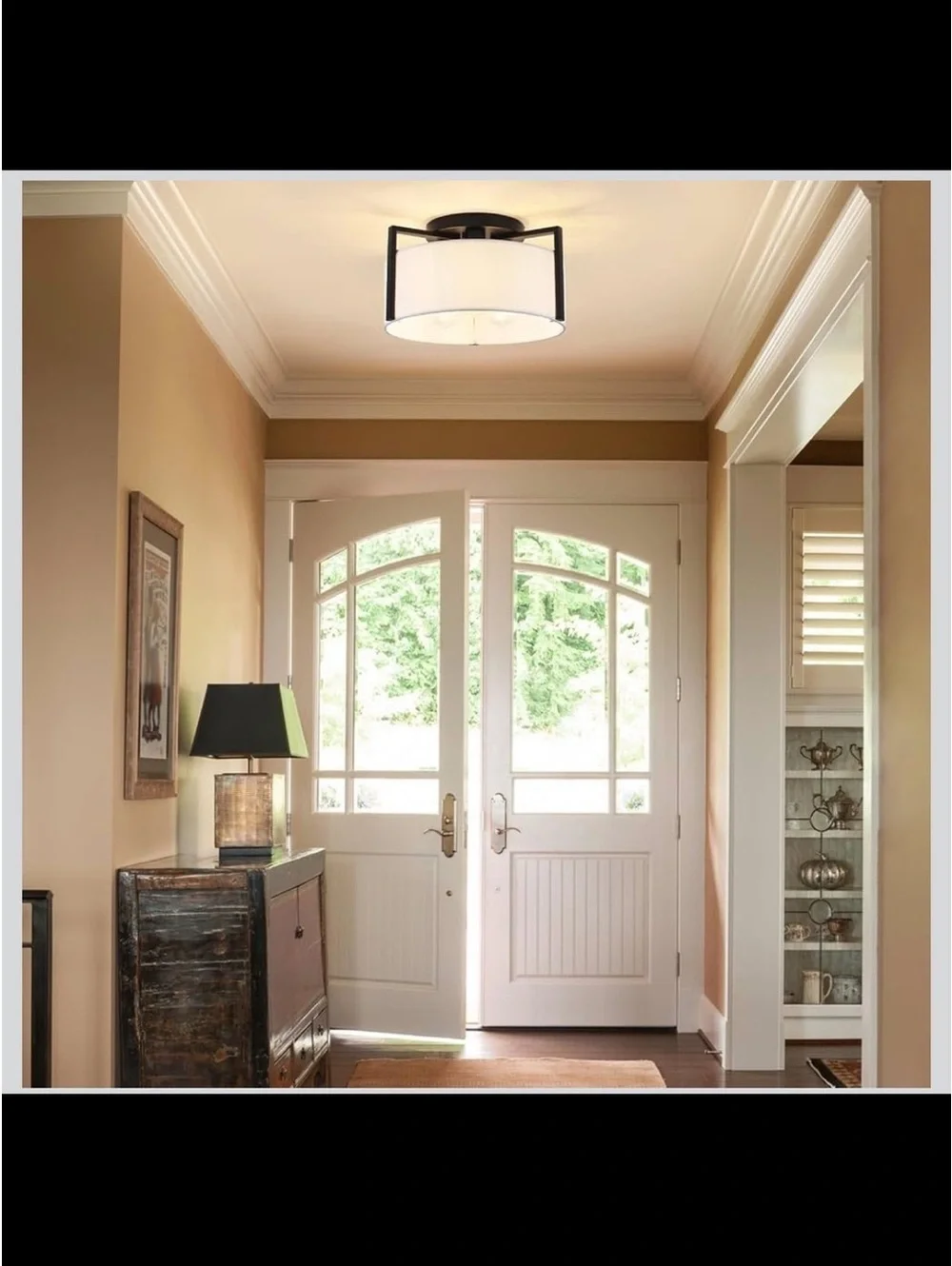 3-Light Semi Flush Mount Ceiling Light - Modern Black Drum Fixture - New in Box